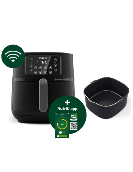 Philips 5000 series Airfryer 7.2L, Friggitrice ad aria 16-in-1, App per ricette , accessorio teglia HD9285/93