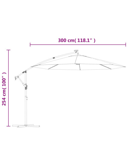 Ombrellone a Sbalzo con LED e Palo in Acciaio 300 cm Talpa