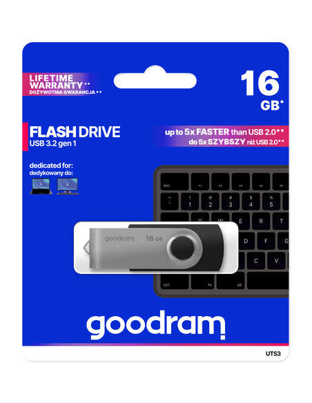 Goodram UTS3 unità flash USB 16 GB USB tipo A 3.2 Gen 1 (3.1 Gen 1) Nero