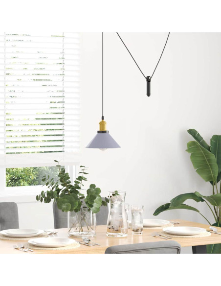 Lampada Sospensione Regolabile E27 Grigio Lucido Ø22 cm Metallo