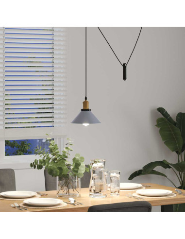 Lampada Sospensione Regolabile E27 Grigio Lucido Ø22 cm Metallo