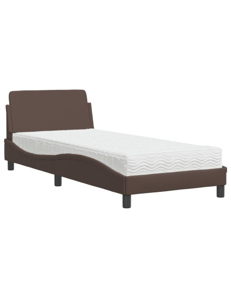 Letto con Materasso Marrone 80x200 cm in Similpelle