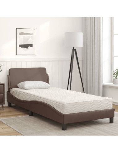 Letto con Materasso Marrone 80x200 cm in Similpelle