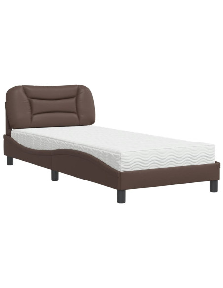 Letto con Materasso Marrone 80x200 cm in Similpelle
