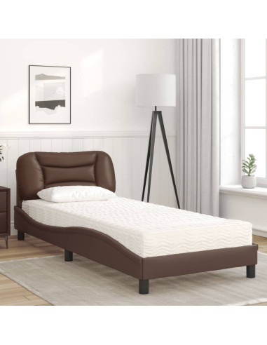 Letto con Materasso Marrone 80x200 cm in Similpelle