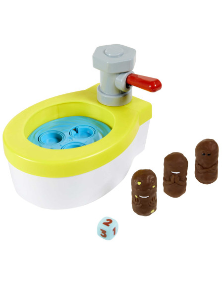 Games ​Acchiappa la Cacca Turbo, gioco per bambini con water giocattolo, 3 pezzi di cacca, 1 dado e istruzioni, Giocattolo per