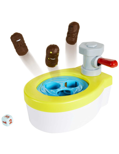 Games Acchiappa la Cacca Turbo, gioco per bambini con water giocattolo, 3 pezzi di cacca, 1 dado e istruzioni, Giocattolo per