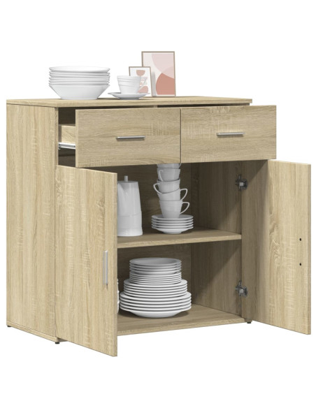 Credenza Rovere Sonoma 79x38x80 cm in Legno Multistrato