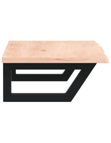 Ripiano a Parete per Lavabo in Acciaio e Massello di Rovere