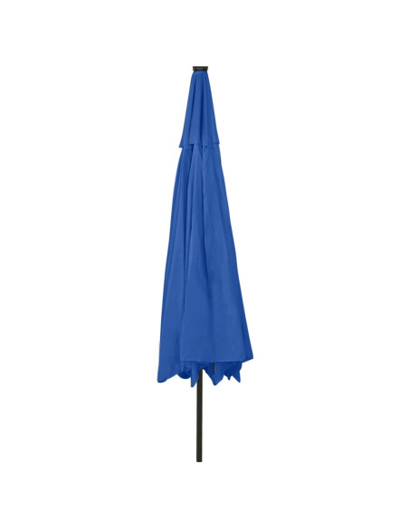 Ombrellone da Esterni con LED e Palo in Metallo 400 cm Azzurro
