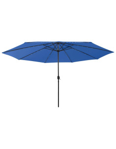 Ombrellone da Esterni con LED e Palo in Metallo 400 cm Azzurro 2