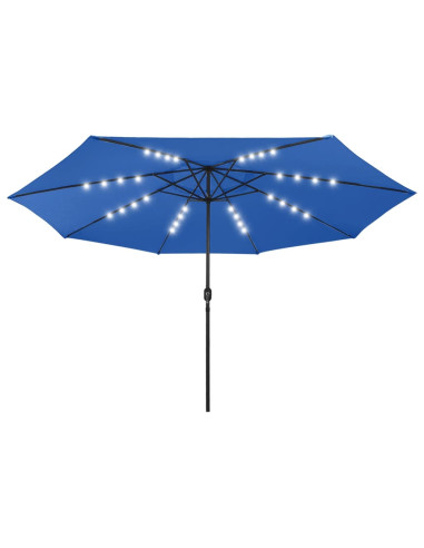 Ombrellone da Esterni con LED e Palo in Metallo 400 cm Azzurro
