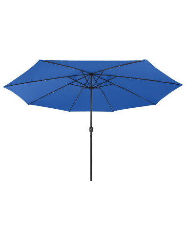 Ombrellone da Esterni con LED e Palo in Metallo 400 cm Azzurro