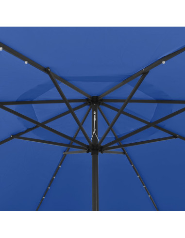 Ombrellone da Esterni con LED e Palo in Metallo 400 cm Azzurro