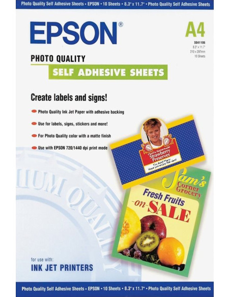 Epson Self-Adhesive Photo Paper - A4 - 10 Fogli