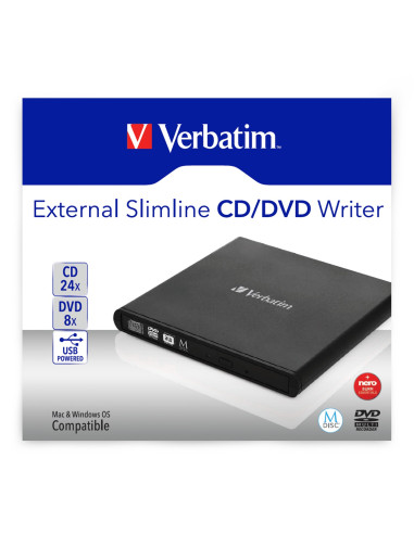 Verbatim Slimline CD/DVD lettore di disco ottico DVD-RW Nero