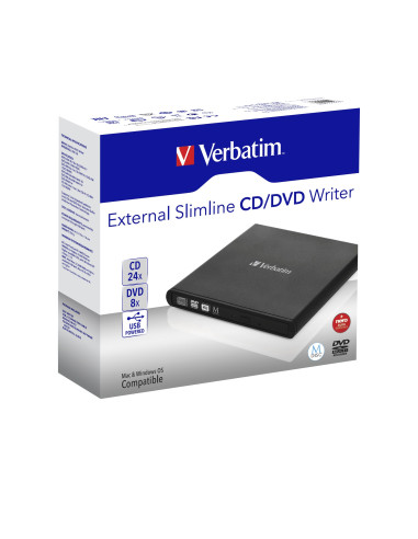 Verbatim Slimline CD/DVD lettore di disco ottico DVD-RW Nero