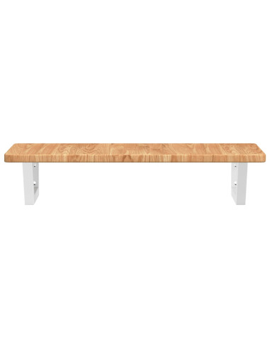 Ripiano a Parete per Lavabo in Acciaio e Massello di Rovere