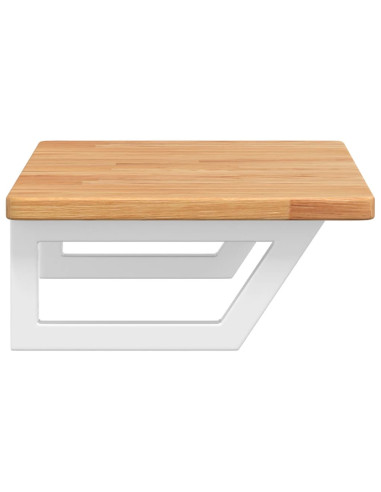 Ripiano a Parete per Lavabo in Acciaio e Massello di Rovere