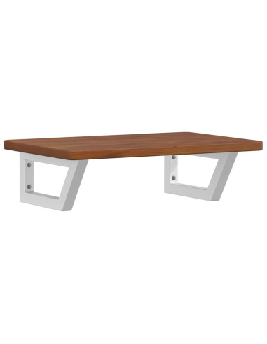 Ripiano a Parete per Lavabo in Acciaio e Massello di Rovere