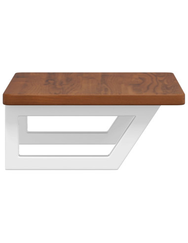 Ripiano a Parete per Lavabo in Acciaio e Massello di Rovere