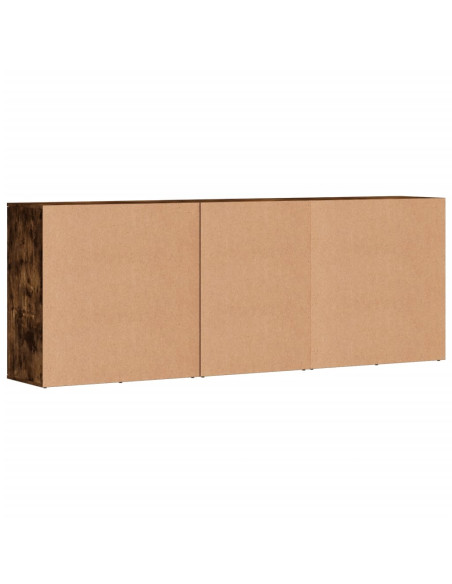 Credenze 3 pz Rovere Fumo in Legno Multistrato