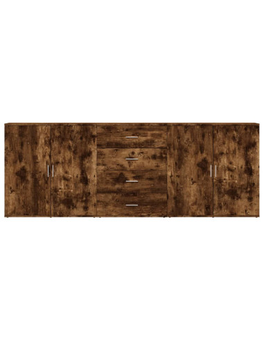 Credenze 3 pz Rovere Fumo in Legno Multistrato