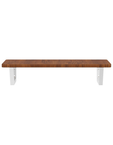 Ripiano a Parete per Lavabo in Acciaio e Massello di Rovere