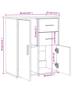 Credenze 2 pz Rovere Sonoma 60x31x70 cm in Legno Multistrato