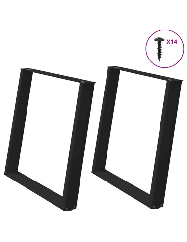 Gambe Tavolo Pranzo a U 2 pz Nero 90x(72-73) cm Acciaio