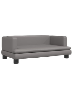 Divano per Bambini Grigio 80x45x30 cm in Similpelle 2