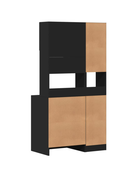 Mobile da Cucina Nero 95x50x180 cm Legno Multistrato