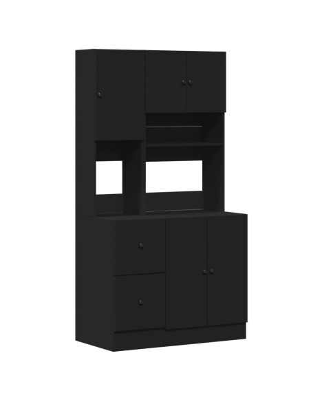 Mobile da Cucina Nero 95x50x180 cm Legno Multistrato