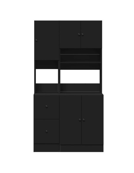 Mobile da Cucina Nero 95x50x180 cm Legno Multistrato