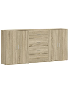 Credenze 3 pz Rovere Sonoma 60x31x84 cm in Legno Multistrato 2
