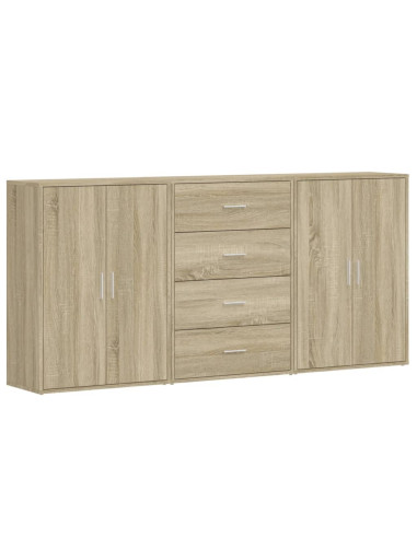 Credenze 3 pz Rovere Sonoma 60x31x84 cm in Legno Multistrato