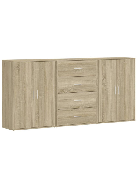 Credenze 3 pz Rovere Sonoma 60x31x84 cm in Legno Multistrato