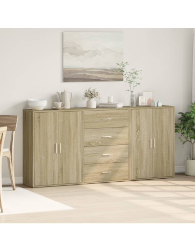 Credenze 3 pz Rovere Sonoma 60x31x84 cm in Legno Multistrato
