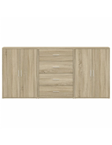 Credenze 3 pz Rovere Sonoma 60x31x84 cm in Legno Multistrato