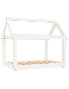 Cuccia per Cani Bianca 81x60x70 cm in Legno Massello di Pino