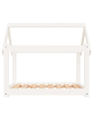 Cuccia per Cani Bianca 81x60x70 cm in Legno Massello di Pino
