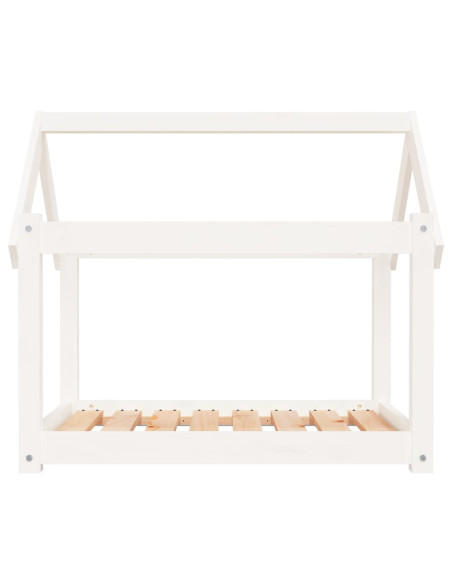 Cuccia per Cani Bianca 81x60x70 cm in Legno Massello di Pino