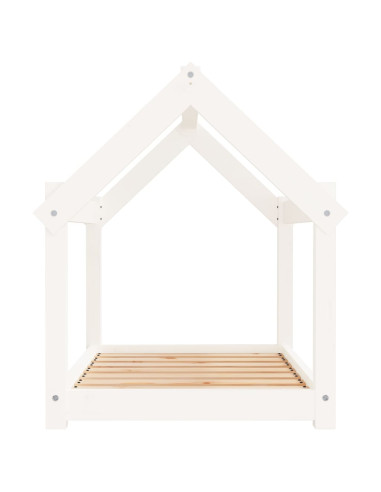 Cuccia per Cani Bianca 81x60x70 cm in Legno Massello di Pino