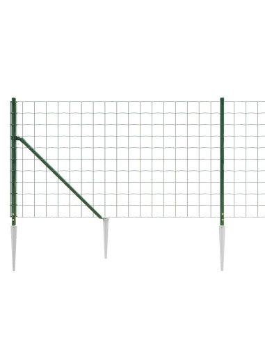 Recinzione Metallica con Picchetti Ancoraggio Verde 1,1x10 m