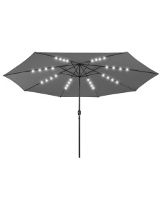 Ombrellone da Esterni con LED e Palo in Metallo 400cm Antracite 2