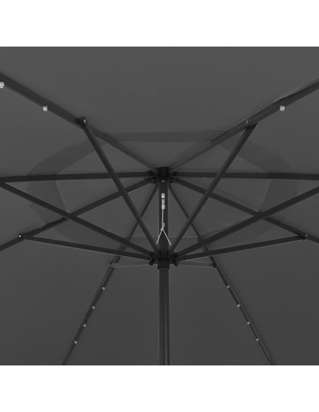 Ombrellone da Esterni con LED e Palo in Metallo 400cm Antracite