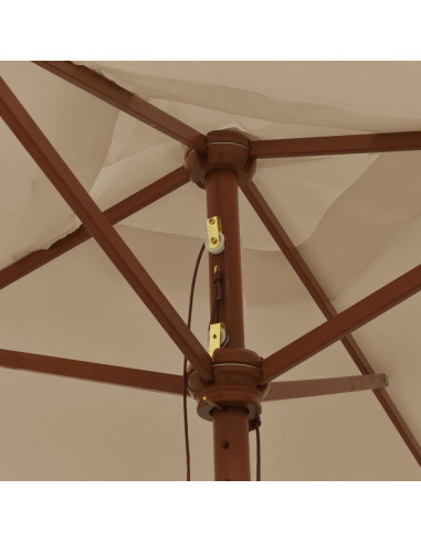Ombrellone da Giardino con Palo in Legno Tortora 198x198x231 cm