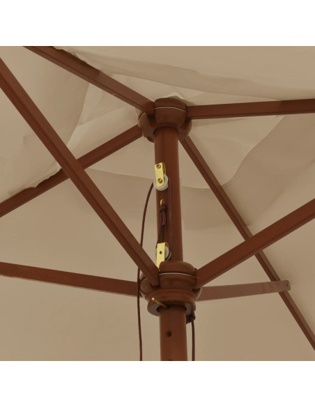 Ombrellone da Giardino con Palo in Legno Tortora 198x198x231 cm