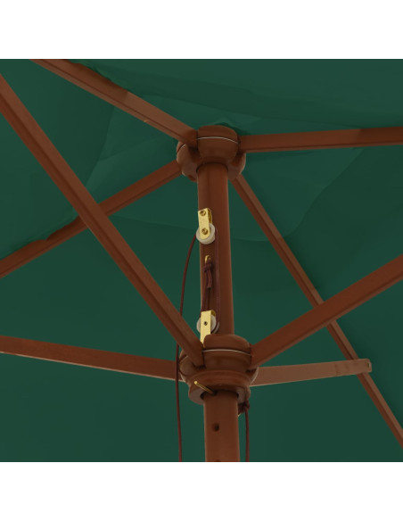 Ombrellone da Giardino con Palo in Legno Verde 198x198x231 cm