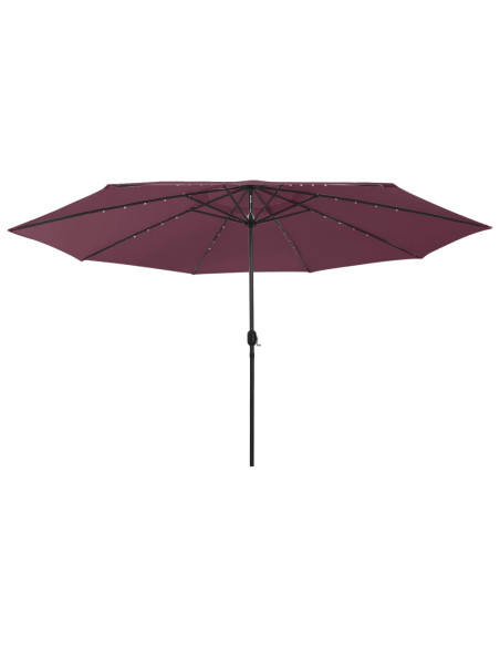 Ombrellone da Esterni con LED e Palo Metallo 300 cm Rosso Bordò